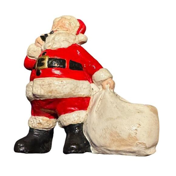 VTG Santa w/ Bag & Pipe Christmas Holiday Figurine Planter 70s Succulents READ - Picture 7 of 8